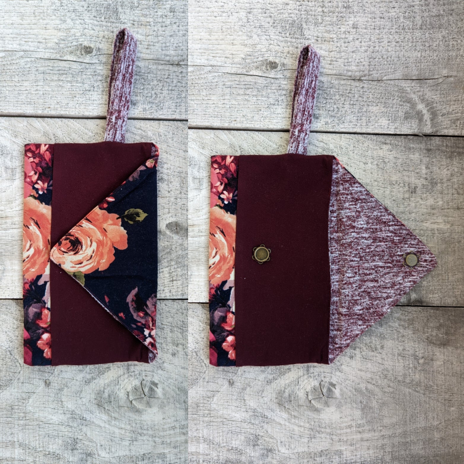 Navy Floral & Maroon Clutch